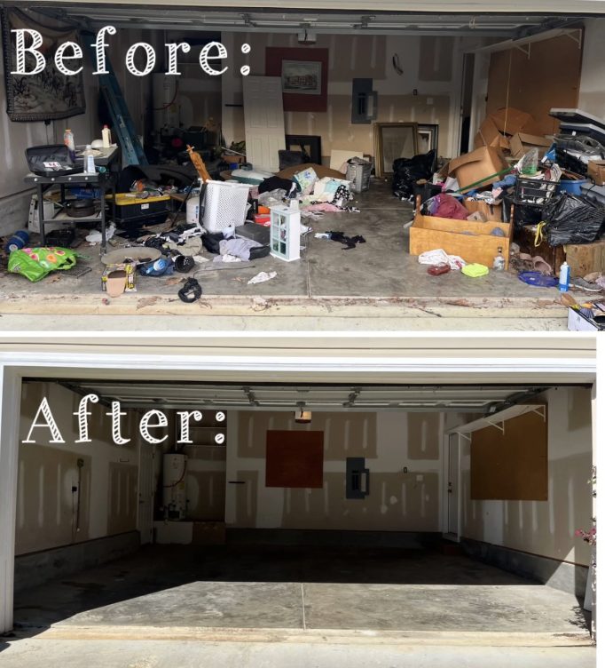 Garage Cleanout — before and after junk removal by Clark's Junk Removal